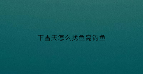 下雪天怎么找鱼窝钓鱼(下雪天怎么钓鲫鱼)