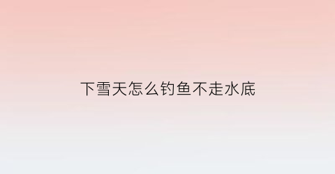 下雪天怎么钓鱼不走水底(下雪天怎么钓鲫鱼)