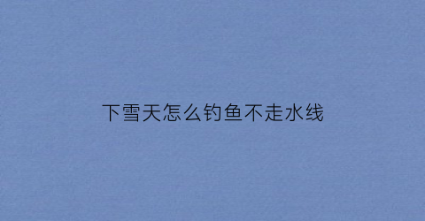 下雪天怎么钓鱼不走水线(下雪天怎么钓鱼不走水线呢)