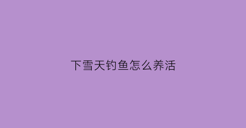 下雪天钓鱼怎么养活(下雪天能钓什么鱼)