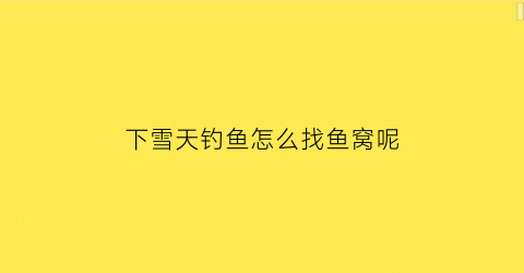 下雪天钓鱼怎么找鱼窝呢(下雪天钓鱼怎么找鱼窝呢)