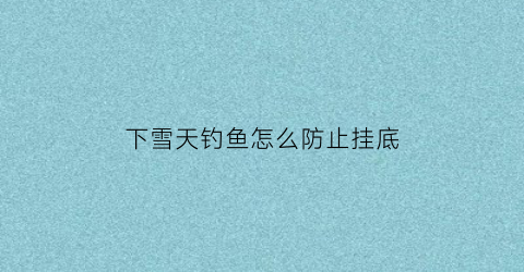 下雪天钓鱼怎么防止挂底(下雪天钓鱼怎么样)