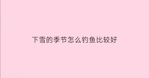 下雪的季节怎么钓鱼比较好(下雪钓鱼好不好钓)