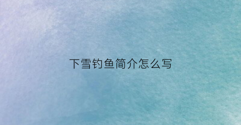 下雪钓鱼简介怎么写