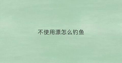 不使用漂怎么钓鱼(不用浮漂怎么钓鱼)