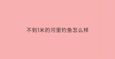 “不到1米的河里钓鱼怎么样(不到一米的水深用多长的漂)