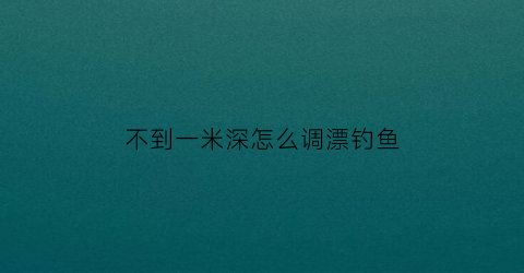 不到一米深怎么调漂钓鱼