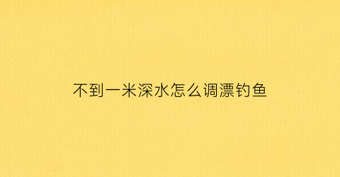 不到一米深水怎么调漂钓鱼(不足一米水深用什么漂)