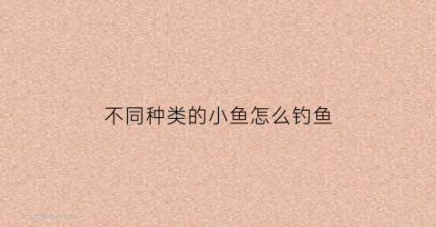 “不同种类的小鱼怎么钓鱼(不同种类的小鱼怎么钓鱼呢)