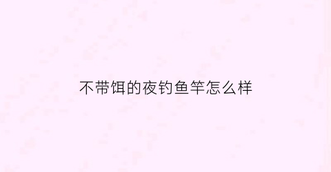 不带饵的夜钓鱼竿怎么样(夜钓不打窝用饵可以吗)