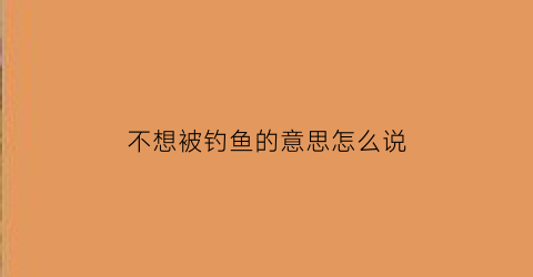 不想被钓鱼的意思怎么说