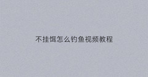 不挂饵怎么钓鱼视频教程(不挂饵怎么钓鱼视频教程全集)