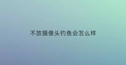 不放摄像头钓鱼会怎么样(没有摄像头的地方你们能抓得到吗)
