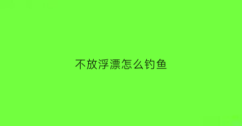 不放浮漂怎么钓鱼(不用漂怎么钓)