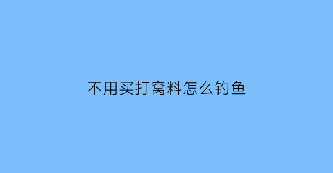 不用买打窝料怎么钓鱼(不打窝料能钓到鱼吗)