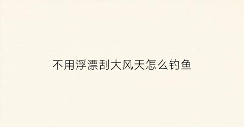 不用浮漂刮大风天怎么钓鱼(不用漂怎么钓鱼)