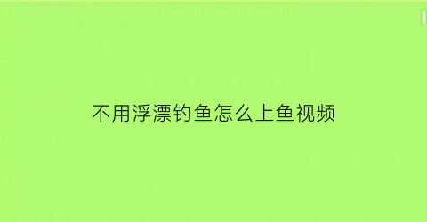 不用浮漂钓鱼怎么上鱼视频(不用漂怎么钓鱼)