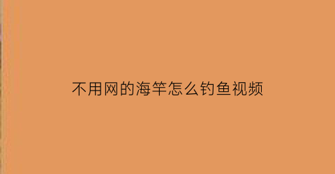 不用网的海竿怎么钓鱼视频(不用网的海竿怎么钓鱼视频讲解)