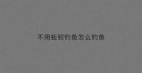 不用蚯蚓钓鱼怎么钓鱼(钓鱼不想用蚯蚓)