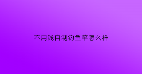 不用钱自制钓鱼竿怎么样(怎么自制钓鱼竿视频)