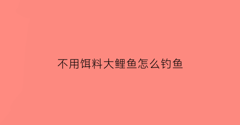 不用饵料大鲤鱼怎么钓鱼