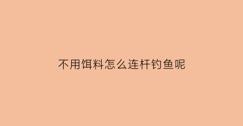 “不用饵料怎么连杆钓鱼呢(不用饵料怎么去钓鱼)