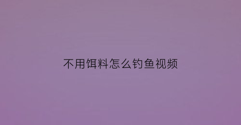 不用饵料怎么钓鱼视频(钓鱼不用鱼饵能钓鱼吗)