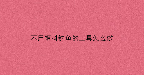 不用饵料钓鱼的工具怎么做(不用饵料怎么去钓鱼)