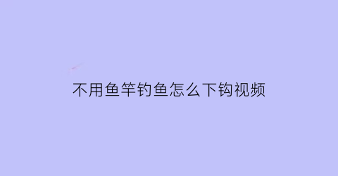 “不用鱼竿钓鱼怎么下钩视频(不用鱼竿钓鱼怎么下钩视频教学)