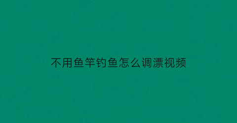 “不用鱼竿钓鱼怎么调漂视频(不用杆子怎么钓鱼)