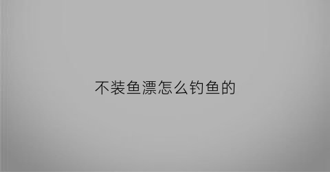 不装鱼漂怎么钓鱼的