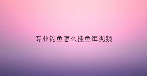 “专业钓鱼怎么挂鱼饵视频(钓鱼如何挂饵视频)