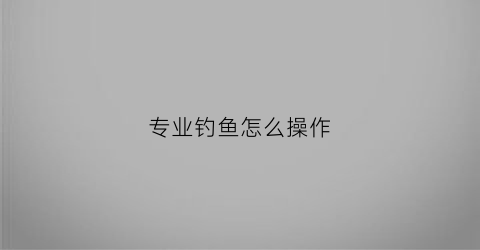 专业钓鱼怎么操作(专业钓鱼怎么开始游戏)