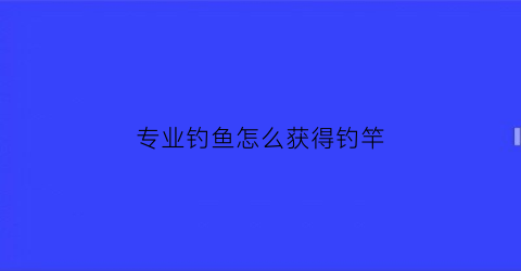 专业钓鱼怎么获得钓竿(专业钓鱼怎么快速升级)
