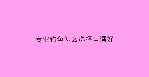 “专业钓鱼怎么选择鱼漂好(专业钓鱼的用的都是什么鱼竿)