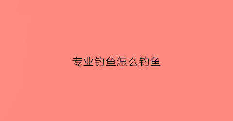 “专业钓鱼怎么钓鱼(专业钓鱼新手攻略)