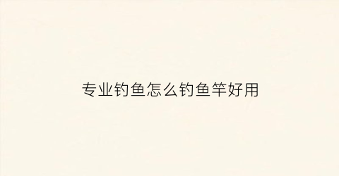 专业钓鱼怎么钓鱼竿好用(专业钓鱼怎么钓鱼竿好用又实惠)