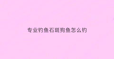 “专业钓鱼石斑狗鱼怎么钓(专业钓鱼石斑鱼在哪钓)