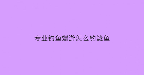 专业钓鱼端游怎么钓鲶鱼(steam专业钓鱼鲶鱼)