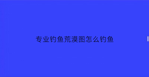 专业钓鱼荒漠图怎么钓鱼(专业钓鱼荒原钓点)