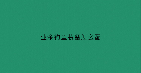 业余钓鱼装备怎么配