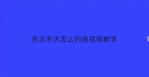 东北冬天怎么钓鱼视频教学