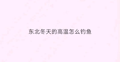东北冬天的高温怎么钓鱼(东北初冬怎么钓鱼)