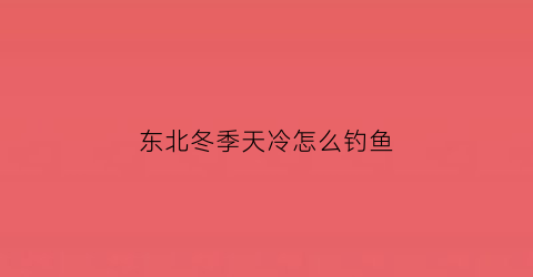 “东北冬季天冷怎么钓鱼(东北冬天能钓到什么鱼)