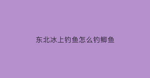 “东北冰上钓鱼怎么钓鲫鱼(东北冰钓怎么找鱼窝)