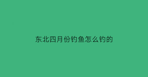 东北四月份钓鱼怎么钓的(北方4月份钓鱼)