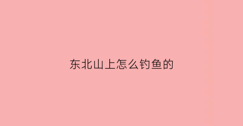 东北山上怎么钓鱼的(东北山上怎么钓鱼的呢)