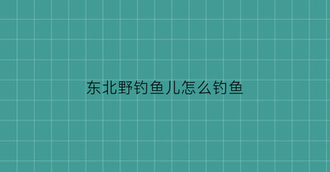 东北野钓鱼儿怎么钓鱼(东北野钓用什么鱼饵)