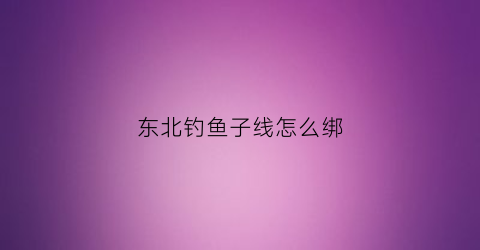 “东北钓鱼子线怎么绑(钓鱼如何绑子线视频)