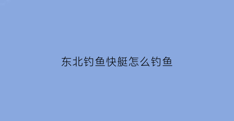 东北钓鱼快艇怎么钓鱼(钓鱼快艇怎么上牌)